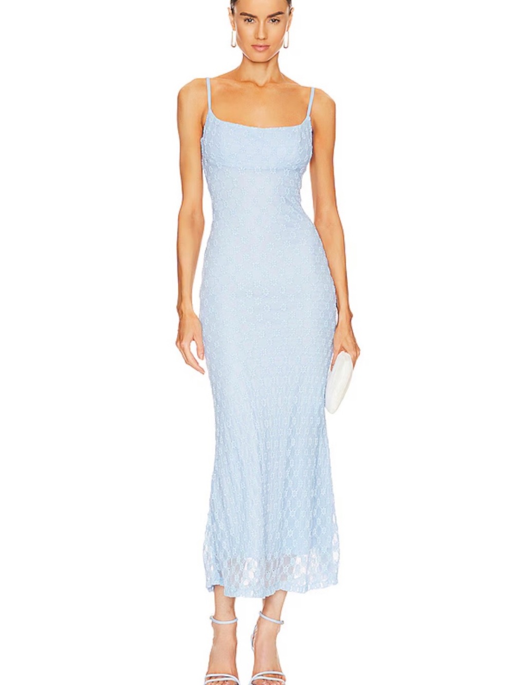 Adoni Mesh Midi Dress in Cornflower